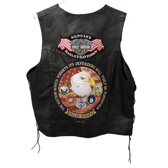 Event Leather Other - Event Leather Harley Davidson Patches Snap Vest Sude Laced Fallen Heroes Men 48